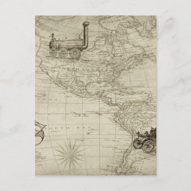Sepia Old Antique Vintage United States Map Postcard (Front)