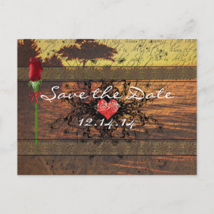 Sepia Old Time Roses Under the Calming Waves Announcement Postcard