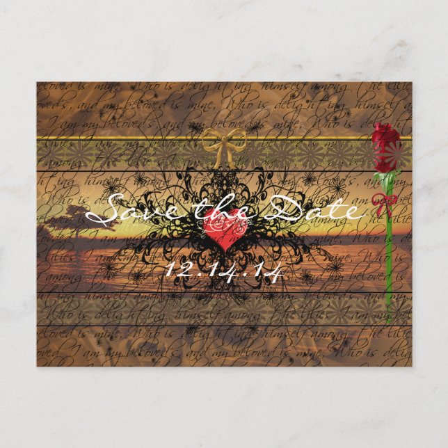 Sepia Old Time Roses Under the Calming Waves Announcement Postcard (Front)