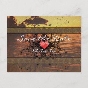 Sepia Old Time Roses Under the Calming Waves Announcement Postcard