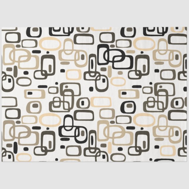 Sepia ovals, colourful geometric shapes pattern tissue paper (Front)