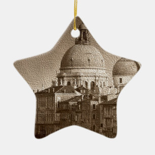 Sepia Paper Effect Venice Grand Canal Ceramic Ornament