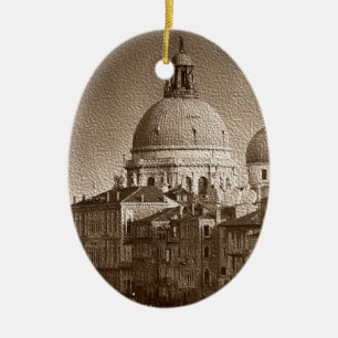 Sepia Paper Effect Venice Grand Canal Ceramic Ornament