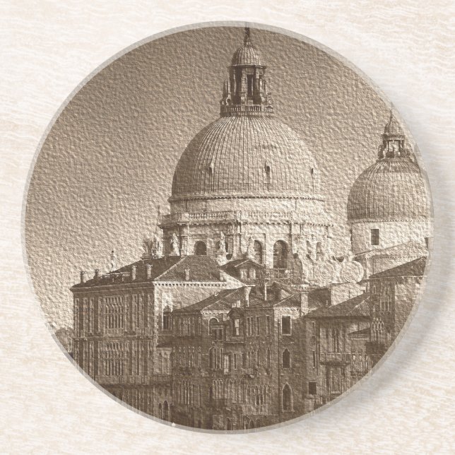 Sepia Paper Effect Venice Grand Canal Coaster (Front)