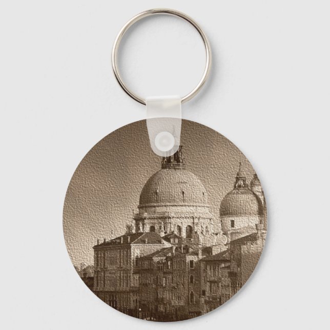 Sepia Paper Effect Venice Grand Canal Keychain (Front)