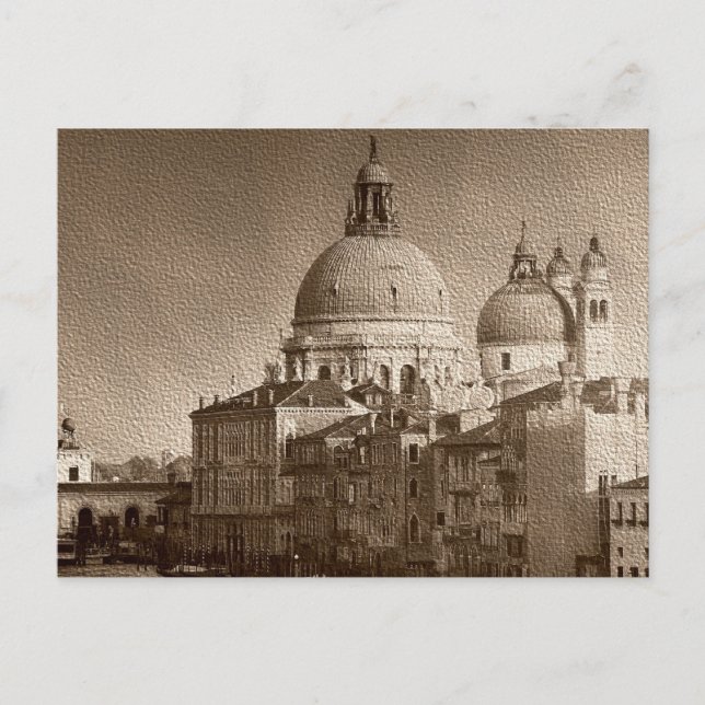 Sepia Paper Effect Venice Grand Canal Postcard (Front)