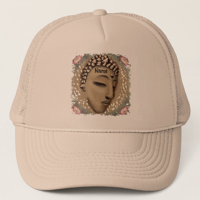 Sepia Peace Buddha Trucker Hat (Front)