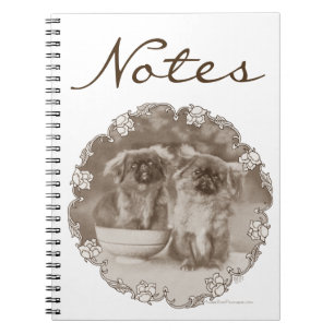 Sepia Pekingese Portrait Notebook