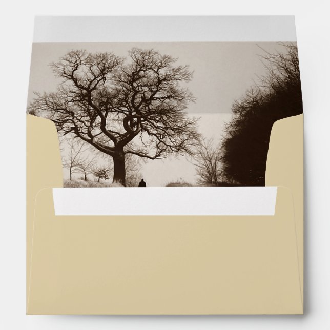 sepia photo of trees in winter snow scene envelopes (Back (Bottom))