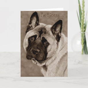 sepia picture of dog with sad expression sorry card