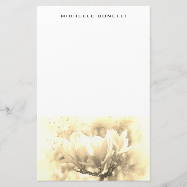 Sepia Plain Minimalist Professional Flower Design Stationery (Front)