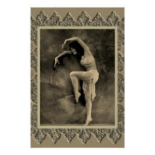 Sepia Poster with Vintage Dancer Kyra