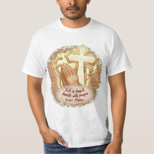 Sepia Prayer Hands Christian T-Shirt