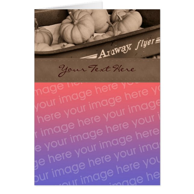 Sepia Pumpkins And Wagon Fall Photo Card (Front)