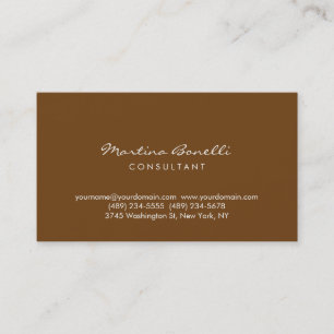 Sepia Reddish Brown Minimalist Business Card