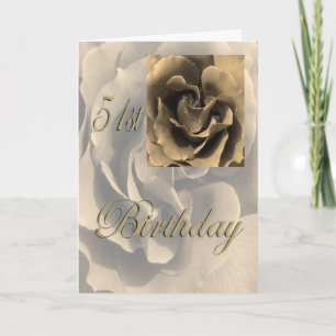 Sepia Rose Happy 51st Birthday Card
