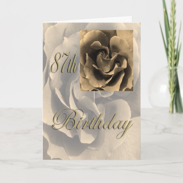 Sepia Rose Happy 87th Birthday Card (Front)