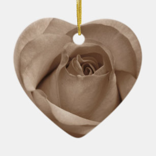 sepia rose heart ornament