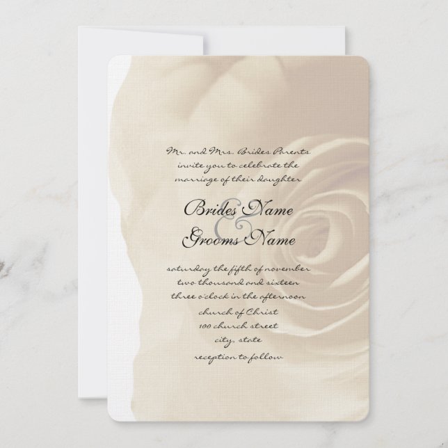 Sepia Rose Wedding Invitation (Front)