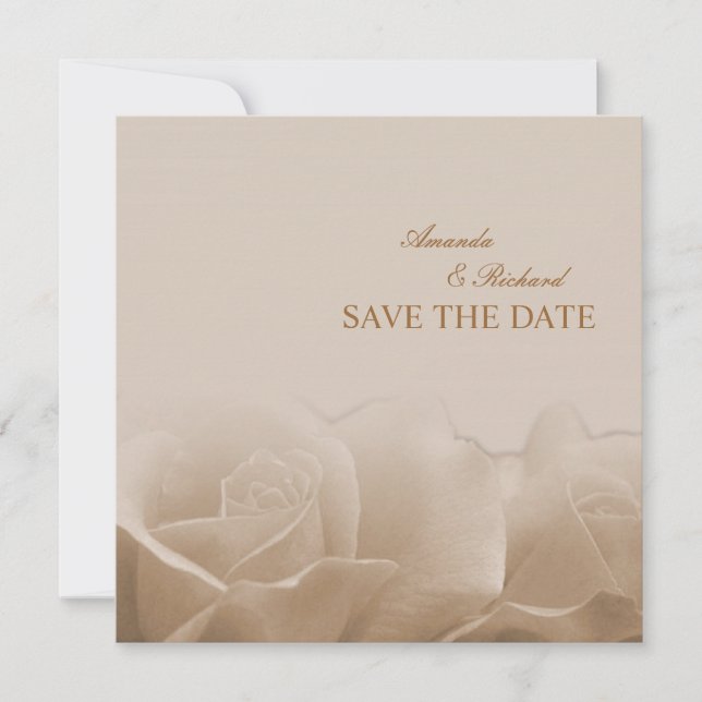 Sepia Roses - save the date announcement (Front)