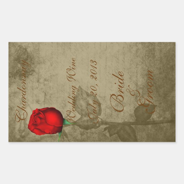 Sepia Spot Colour Red Rosebud Wedding Wine2 Sticker (Front)