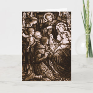 Sepia Stain Glass Christmas Card