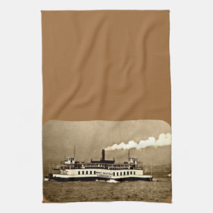 Sepia Steamboat Ferry Kitchen Towel