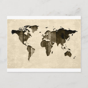 Sepia Stripes Map Postcard