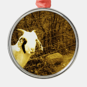 Sepia tone Goat Metal Ornament