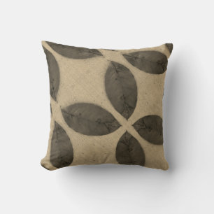 sepia tone leaves solid plain black back throw pillow
