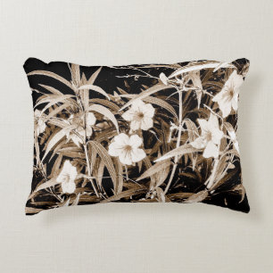 Sepia Tone Mexican Petunias Accent Pillow