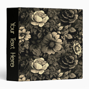 Sepia Tone Vintage Floral Print Binder