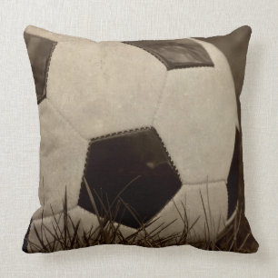 Sepia Toned Soccer Ball Throw Pillow