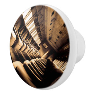 Sepia Train Interior Ceramic Knob