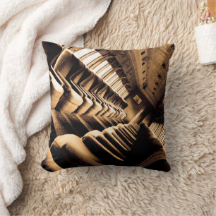 Sepia Train Seats Throw Pillow