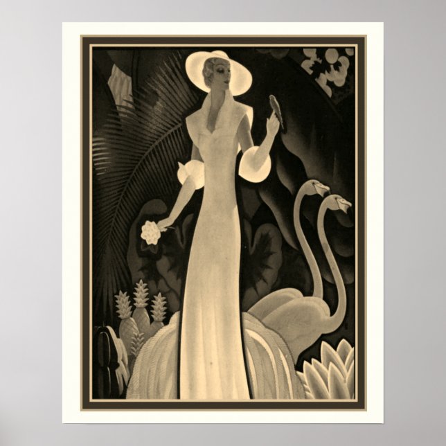  Sepia Tropical Art Deco Print-William P. Welsh  Poster (Front)