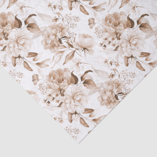 Sepia Vintage 1600s Floral Art Boho Baby Shower 3 Tissue Paper
