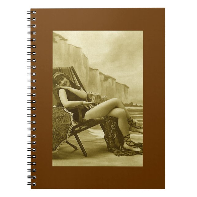 Sepia Vintage Bathing Beauty Notebook (Front)