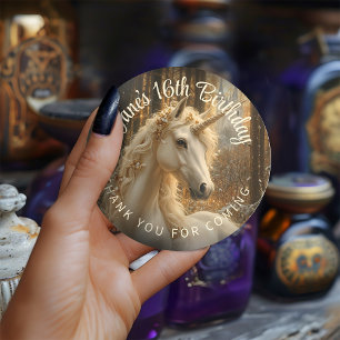 Sepia Vintage Floral Forest Unicorn Enchanted Pony Classic Round Sticker