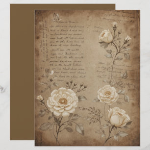 Sepia Vintage ivoire Mémoires Roses papier à scand