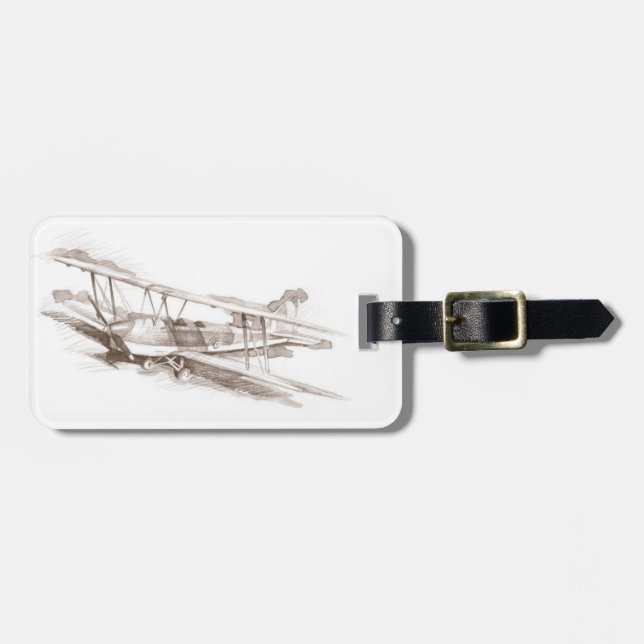 sepia vintage plane luggage tag (Front Horizontal)