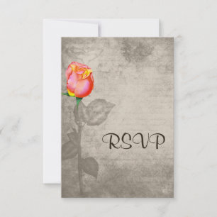 Sepia Vintage Spot Colour Peace Rose Wedding rsvp Card