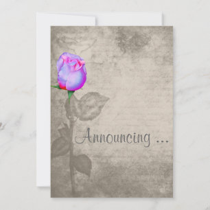 Sepia Vintage Spot Colour Rose Bud Wedding Invitation