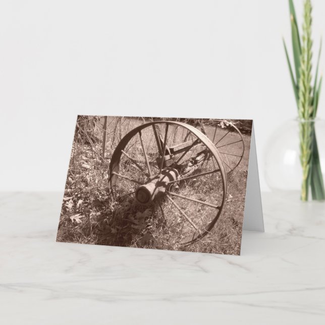 “Sepia Wagon Wheel #1” Birthday Card (Front)