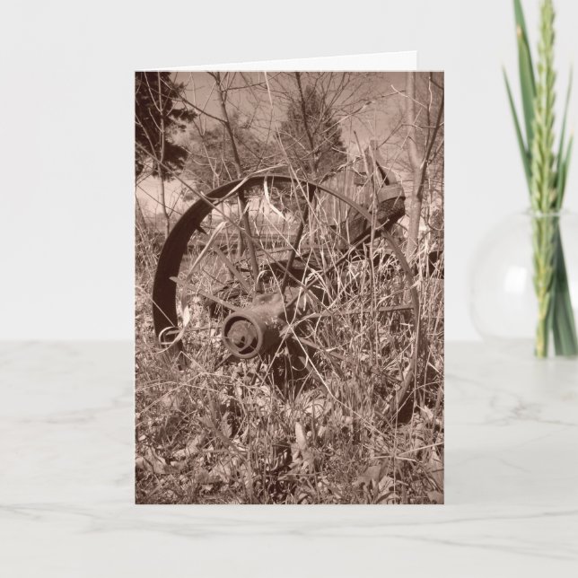 “Sepia Wagon Wheel #2” Birthday Card (Front)