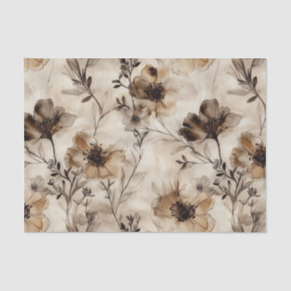 Sepia Wildflowers Decoupage Tissue Paper