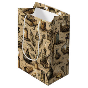 Sepia Witchcraft Alchemy Books Potion Vintage Medium Gift Bag