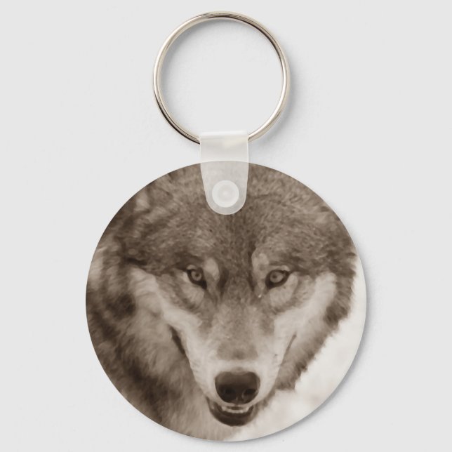 Sepia Wolf Eyes Keychain (Front)