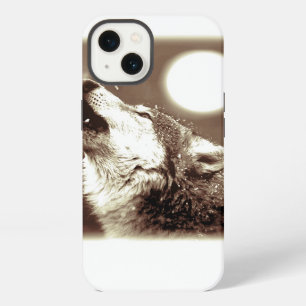 Sepia Wolf & Moon iPhone 13 Case