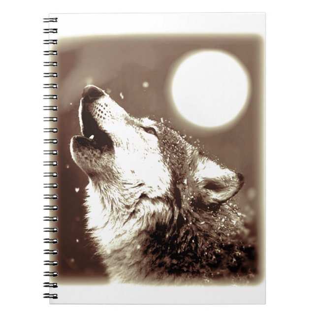 Sepia Wolf & Moon Notebook (Front)